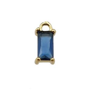 copper rectangle pendant pave blue zircon, gold plated, approx 7mm