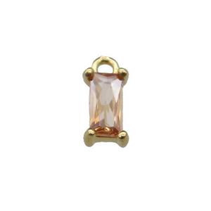 copper rectangle pendant pave champagne zircon, gold plated, approx 7mm
