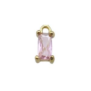 copper rectangle pendant pave pink zircon, gold plated, approx 7mm