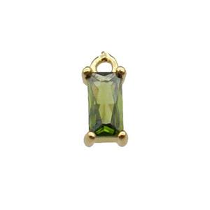 copper rectangle pendant pave olive zircon, gold plated, approx 7mm