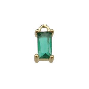 copper rectangle pendant pave green zircon, gold plated, approx 7mm