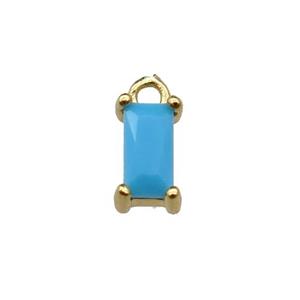 copper rectangle pendant pave blue zircon, gold plated, approx 7mm