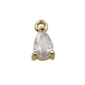 copper teardrop pendant pave zircon, gold plated, approx 5-7mm