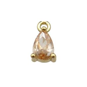 copper teardrop pendant pave gold zircon, gold plated, approx 5-7mm
