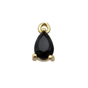 copper teardrop pendant pave black zircon, gold plated, approx 5-7mm