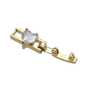 copper clasp pave zircon, gold plated, approx 7-20mm