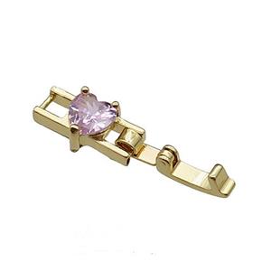 copper clasp pave pink zircon, gold plated, approx 7-20mm