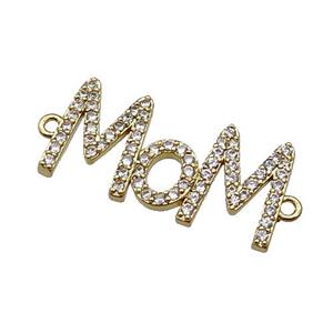 copper MOM connector pave zircon, gold plated, approx 12-26mm