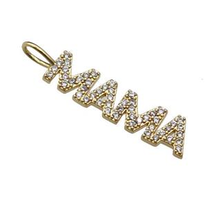 copper MAMA pendant pave zircon, gold plated, approx 8-30mm
