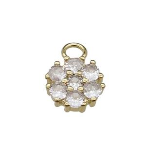 copper flower pendant pave zircon, gold plated, approx 11mm, 3mm hole