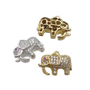 copper Elephant charm pendant pave zircon, mixed, approx 10-15mm