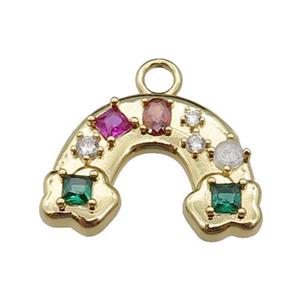 copper rainbow pendant pave zircon, gold plated, approx 16-22mm