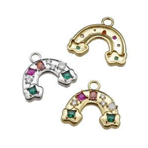 copper rainbow pendant pave zircon, mixed, approx 16-22mm