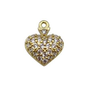 copper Heart pendant pave zircon, gold plated, approx 9mm