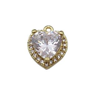 copper Heart pendant pave zircon, gold plated, approx 9mm