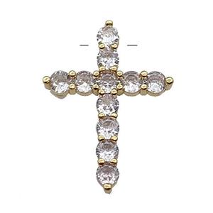 copper Cross pendant pave zircon, gold plated, approx 20-27mm