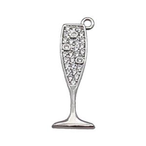 copper cup pendant pave zircon, platinum plated, approx 6-23mm