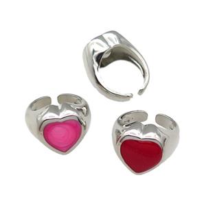 mix copper Heart Ring enamel platinum plated, approx 17mm, 18mm dia
