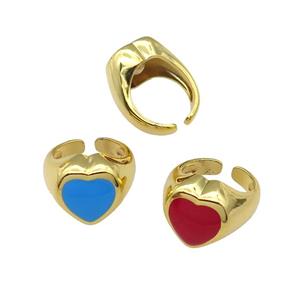 mix copper Heart Ring enamel gold plated, approx 17mm, 18mm dia