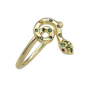 copper Snake Ring pave green zircon platinum plated, approx 9-14mm, 18mm dia