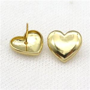 copper heart Stud Earring gold plated, approx 15mm