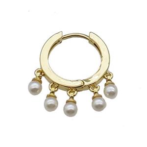 copper Hoop Earring with pearlized shell gold plated, approx 4mm, 18mm dia