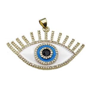 copper Eye pendant pave zircon white enamel gold plated, approx 25-40mm