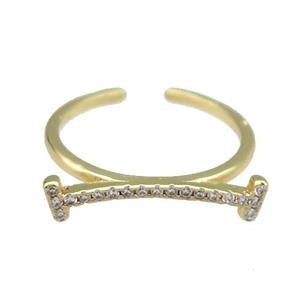 copper Ring pave zircon gold plated, approx 20mm, 18mm dia