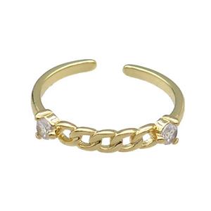 copper Ring pave zircon gold plated, approx 4mm, 18mm dia