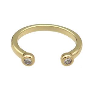 copper Ring pave zircon gold plated, approx 3.5mm, 18mm dia
