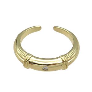 copper Ring pave zircon gold plated, approx 5mm, 18mm dia
