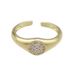 copper Ring pave zircon gold plated, approx 7mm, 18mm dia