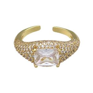 copper Ring pave zircon gold plated, approx 9mm, 18mm dia