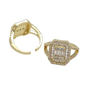 copper Ring pave zircon gold plated, approx 13-15mm, 18mm dia