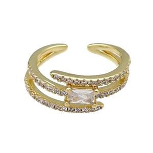 copper Ring pave zircon gold plated, approx 8mm, 18mm dia