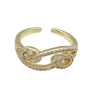 copper Ring pave zircon gold plated, approx 8mm, 18mm dia