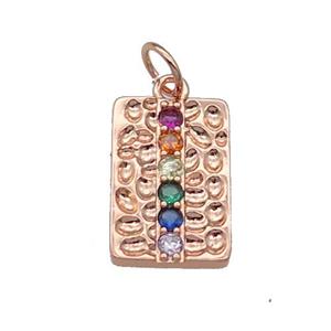 copper Rectangle pendant pave zircon rose gold, approx 11-17mm