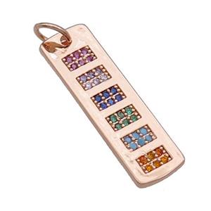 copper Rectangle pendant pave zircon rose gold, approx 8-29mm