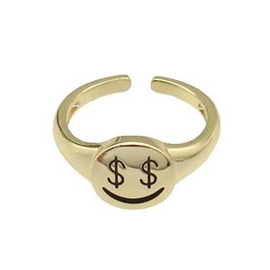 copper Ring with dollar symbols gold plated, approx 9mm, 16mm dia
