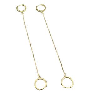 copper Hoop Earring pave zircon wire gold plated, approx 15mm, 100mm length