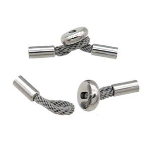 raw Stainless Steel CordEnd Clasp, approx 9mm, 30mm, 3mm hole