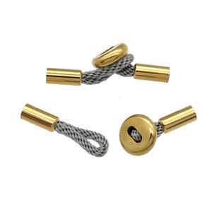 Stainless Steel CordEnd Clasp gold plated, approx 9mm, 30mm, 3mm hole