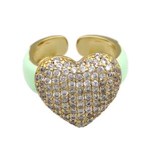 Copper Ring Pave Zircon Enamel Gold plated, approx 15-17mm, 18mm dia