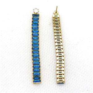 Copper Stud Earring Pave Blue Zircon Gold Plated, approx 6mm, 60mm