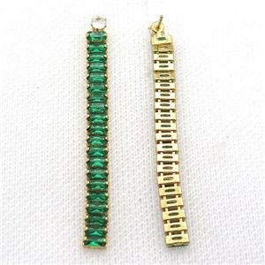 Copper Stud Earring Pave Green Zircon Gold Plated, approx 6mm, 60mm