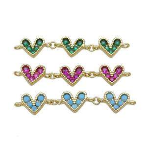 Mix Copper Heart Link Pendant Pave Zircon Gold plated, approx 8-9mm, 35mm