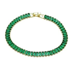 Copper Bracelet Pave Green Zircon Gold Plated, approx 6mm, 17cm length