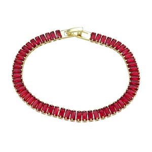 Copper Bracelet Pave Red Zircon Gold Plated, approx 6mm, 17cm length