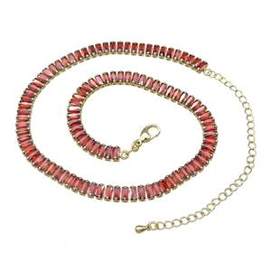 Copper Necklace Pave Orange Zircon Gold Plated, approx 6mm, 31-41cm length