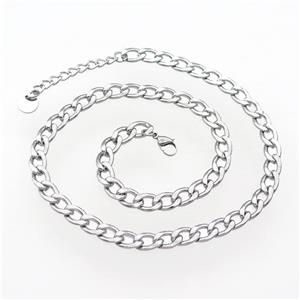 Stainless Steel Necklace Platinum Plated, approx 7-10mm, 40-45cm length